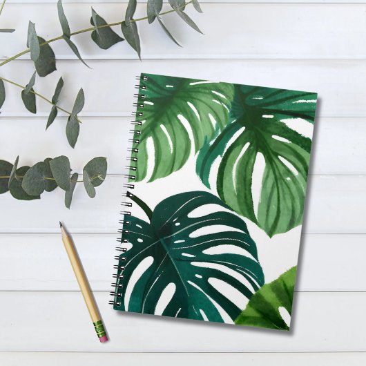 Carnet Feuilles de Monstera | Aquarelle Moderne Simple