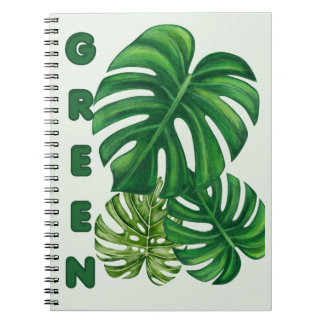 Carnet Feuilles de Monstera Vertes