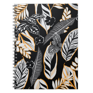 Carnet Feuilles de nuit tropicaux foncé et sans feuillage