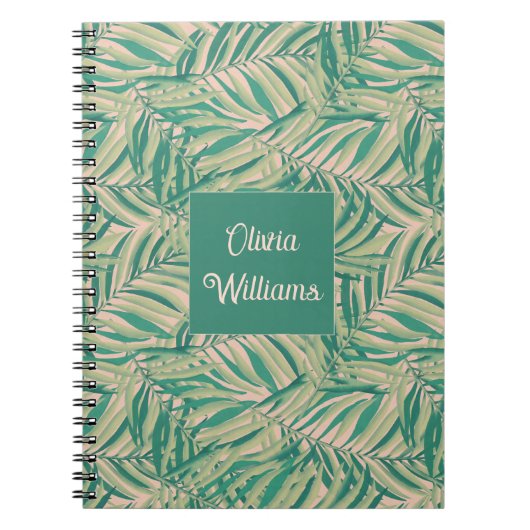 Carnet Feuilles de palmier vertes esthétiques (Devant)