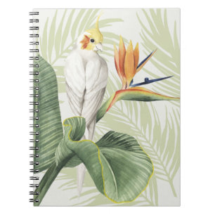 Carnet Feuilles de palmiers à oiseaux blancs