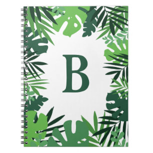 Carnet Feuilles de palmiers de la jungle, monogramme de d