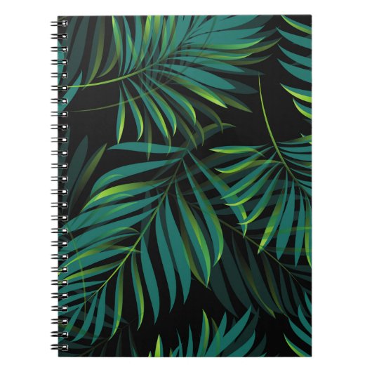 Carnet Feuilles de palmiers tropicaux verts. Graphique mo (Devant)