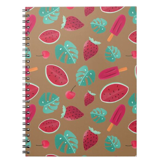 Carnet Feuilles de pavot, cerise, fraise et pastèque (Devant)