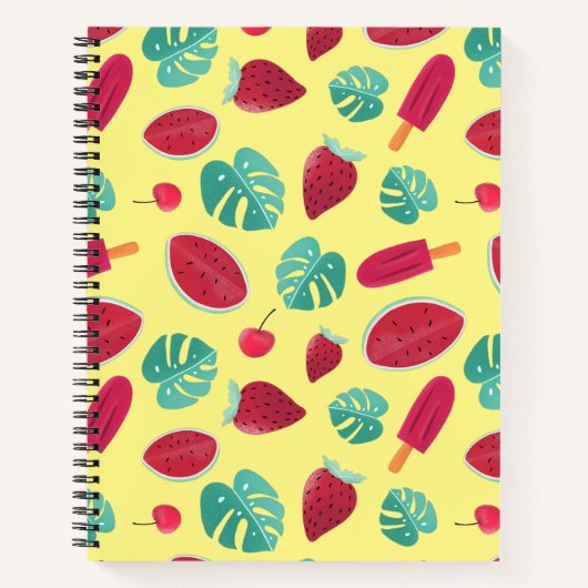 Carnet Feuilles de pavot, cerise, fraise et pastèque (Devant)