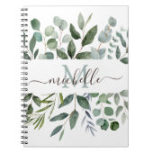 Carnet Feuilles de verdure d'eucalyptus vert sauge à mono (Devant)