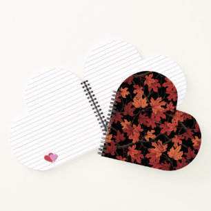 Carnet Feuilles d'érable rouges d'automne sur fond noir