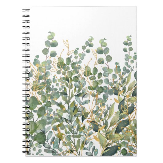 Carnet Feuilles D'Eucalyptus Botanique Or Et Vert (Devant)