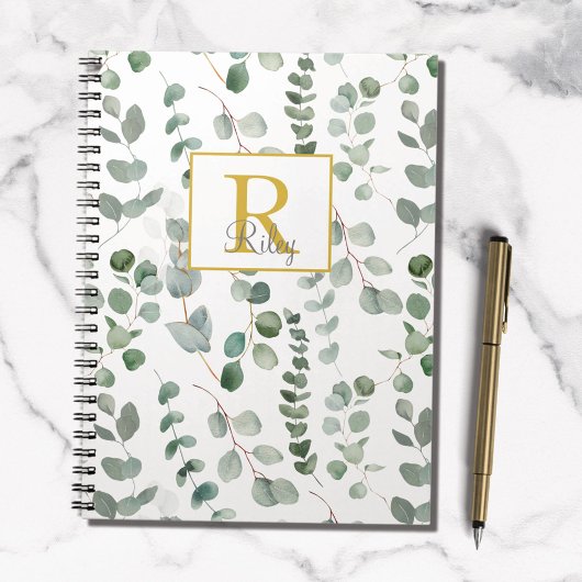 Carnet Feuilles d'eucalyptus vert Monogram