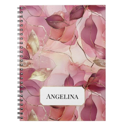 Carnet Feuilles d'or rose (Devant)