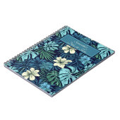 Carnet Feuilles et fleurs tropicales Bleu & Blanc (Côté gauche)