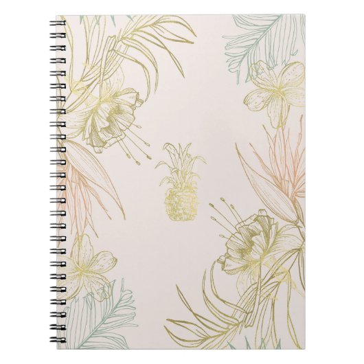 Carnet Feuilles Florales Botaniques Tropicales Élégantes (Devant)