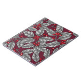 Carnet Feuilles gris sur rouge foncé (Côté gauche)