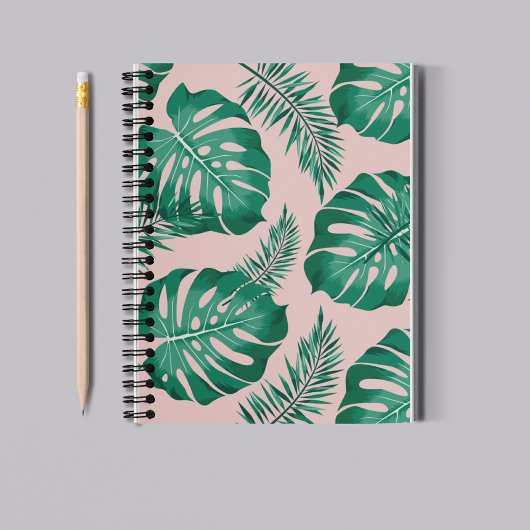 Carnet Feuilles Pink & Green Palm sans couture Motif
