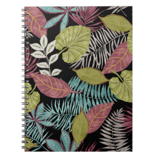 Carnet Feuilles sombres tropicaux : Motif textile