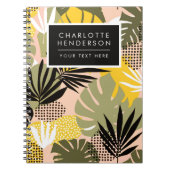 Carnet Feuilles Tropicales Abstraites Modernes & Points (Devant)