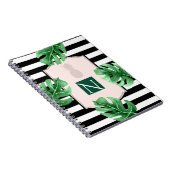 Carnet Feuilles Tropicales & Ananas Élégant Chic Monogram (Côté Droit)