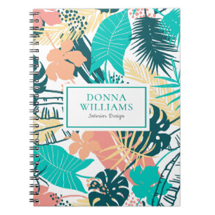 Carnet Feuilles tropicales colorées collège