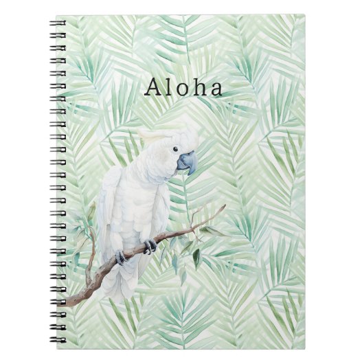 Carnet Feuilles Tropicales Vertes Oiseau Aloha (Devant)