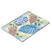 Carnet Feuilles tropicaux bleus et violets. (Côté gauche)