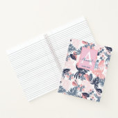 Carnet Feuilles tropicaux Blush rose & marine Monogramme (Intérieur)