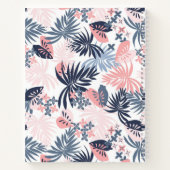 Carnet Feuilles tropicaux Blush rose & marine Monogramme (Dos)