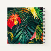 Carnet Feuilles tropicaux colorés et fleurs d'Hibiscus | (Dos)