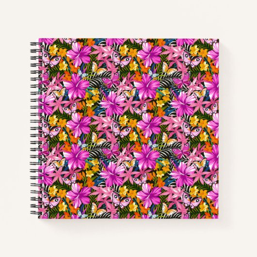 Carnet Feuilles tropicaux et fleurs (Devant)