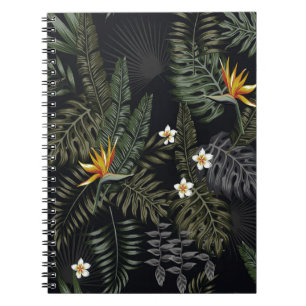 Carnet Feuilles tropicaux et fleurs dans le style de la n