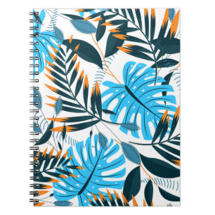 Carnet Feuilles tropicaux Motif blanc brillant
