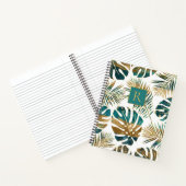 Carnet feuilles tropicaux turquoises et dorés, monogramme (Intérieur)