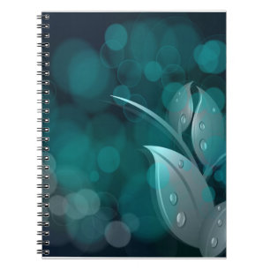 Carnet Feuilles turquoise Bokeh