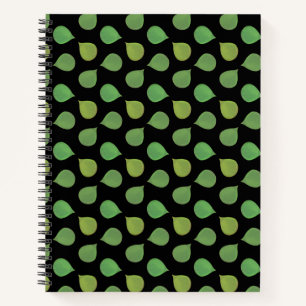 Carnet Feuilles vertes d'arbre de Jade sur fond noir