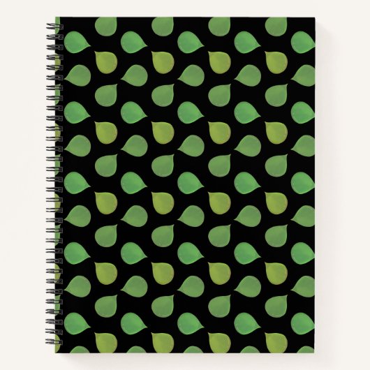 Carnet Feuilles vertes d'arbre de Jade sur fond noir (Devant)