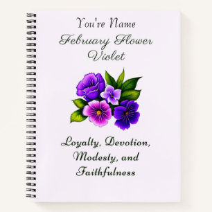 Carnet Février Mois de naissance Violet Fleur Delicet Flo