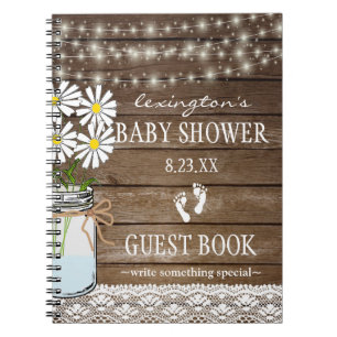 Carnet Ficelle du Guestbook blanc de baby shower de