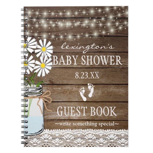 Carnet Ficelle du Guestbook blanc | de baby shower de (Devant)
