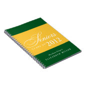Carnet Fier seniors green jaune rayures année de classe (Côté Droit)
