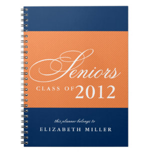 Carnet Fier seniors orange marine bleu rayures année de c