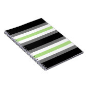 Carnet Fierté agender, Fierté LGBTQ, Noir Gris et Vert (Côté Droit)
