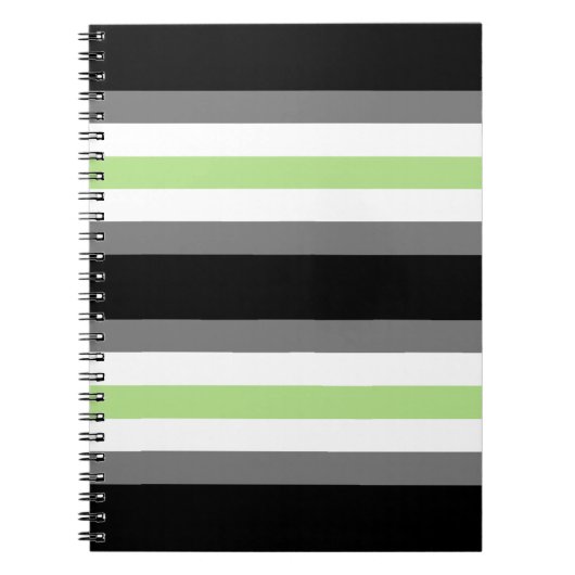 Carnet Fierté agender, Fierté LGBTQ, Noir Gris et Vert (Devant)