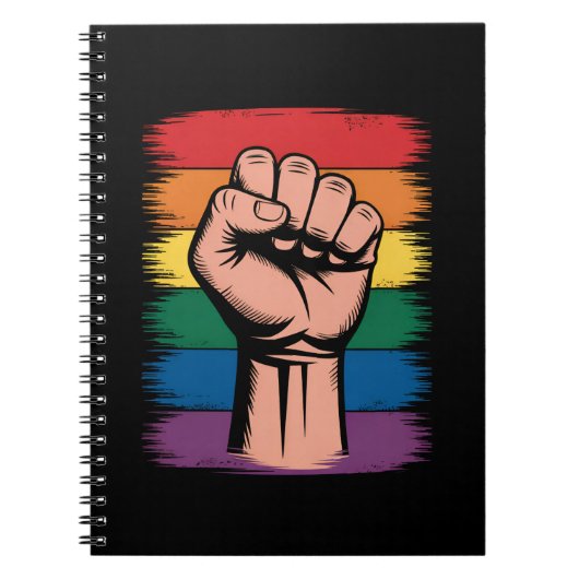 Carnet Fierté de poing élevée Rainbow LGBTQ Droits de sup (Devant)