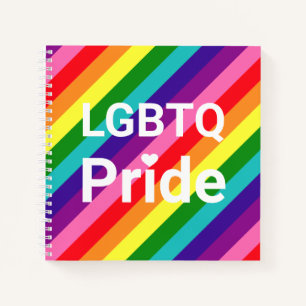 Carnet Fierté LGBTQ Cœurs Blancs Bandes Diagonales