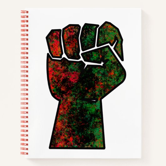 Carnet fierté noire drapeau rouge vert poing panafricain (Devant)