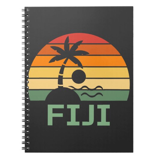 Carnet Fiji Vintage Palm Trees Summer Beach (Devant)