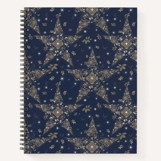 Carnet Filigrane étoilé céleste élégant - Bleu (Devant)