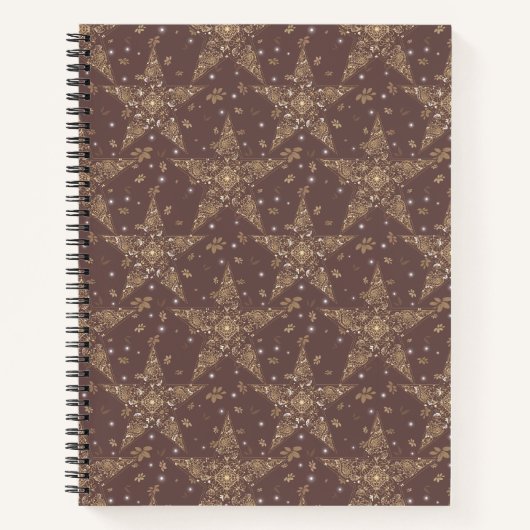 Carnet Filigrane étoilé céleste élégant - Marron (Devant)
