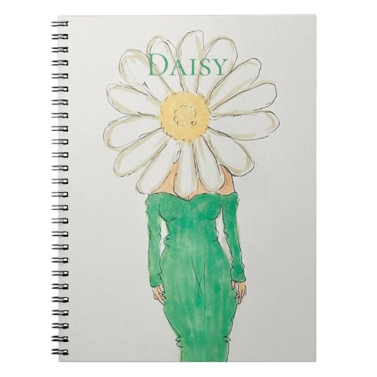 Carnet Fille à la marguerite robe verte (Devant)