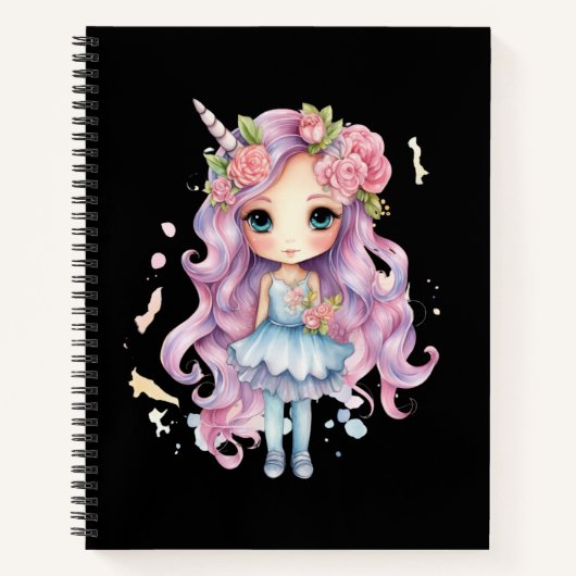 Carnet fille à licorne mignonne (Devant)