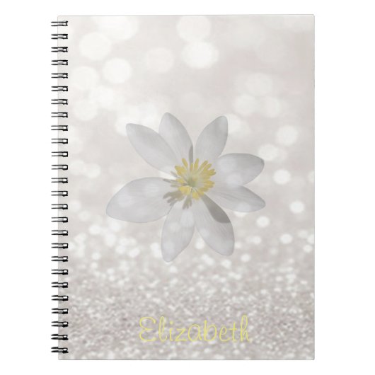 Carnet Fille adorable, Marguerite, Glitterie, Bokeh, Pers (Devant)